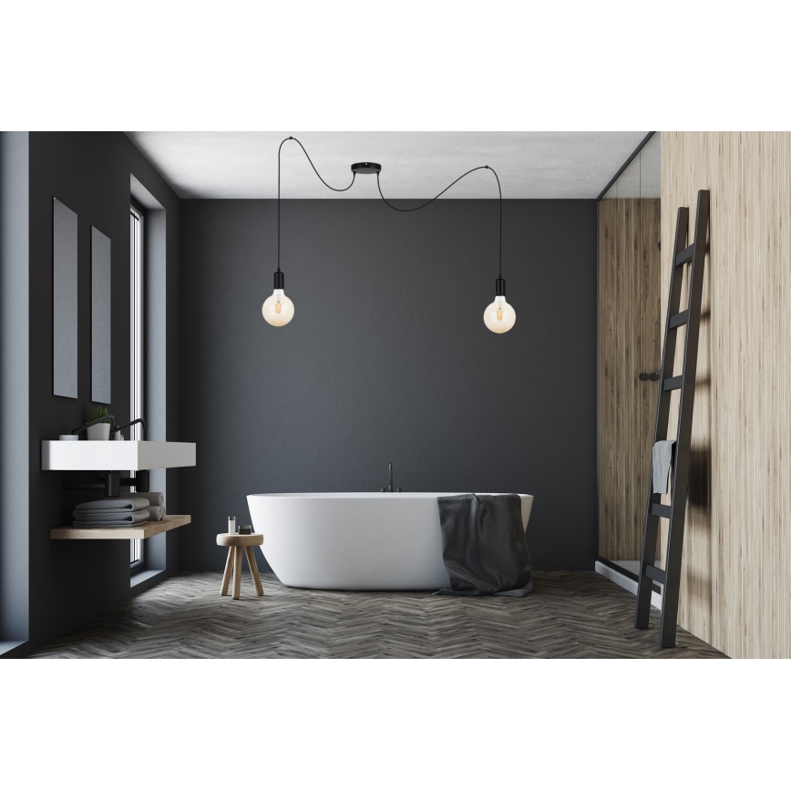 Lustr na lanku MIROS 2xE27/60W/230V pavouk černá