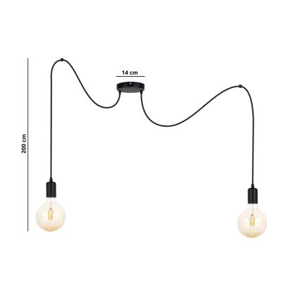 Lustr na lanku MIROS 2xE27/60W/230V pavouk černá