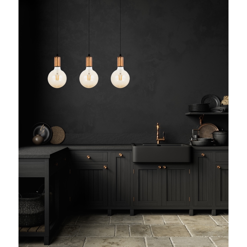 Lustr na lanku MIROS 3xE27/60W/230V černá/měděná