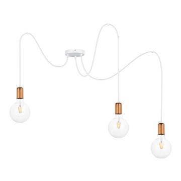 Lustr na lanku MIROS 3xE27/60W/230V pavouk bílá/měděná