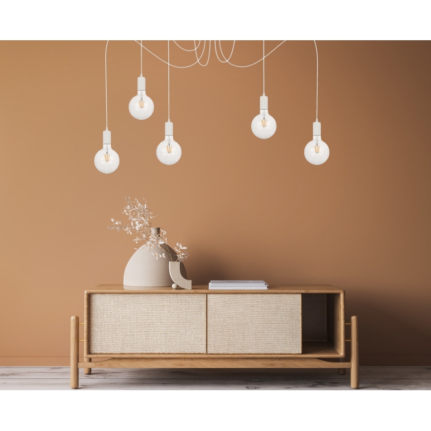 Lustr na lanku MIROS 5xE27/60W/230V pavouk bílá