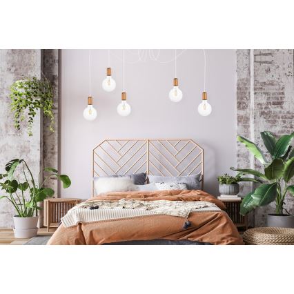 Lustr na lanku MIROS 5xE27/60W/230V pavouk bílá/měděná
