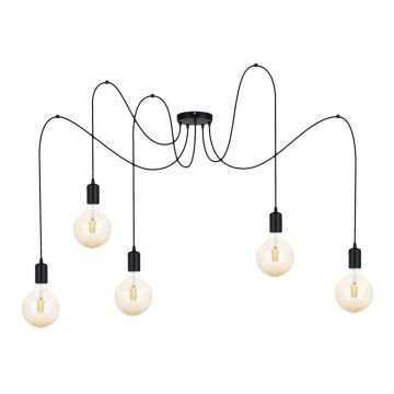 Lustr na lanku MIROS 5xE27/60W/230V pavouk černá