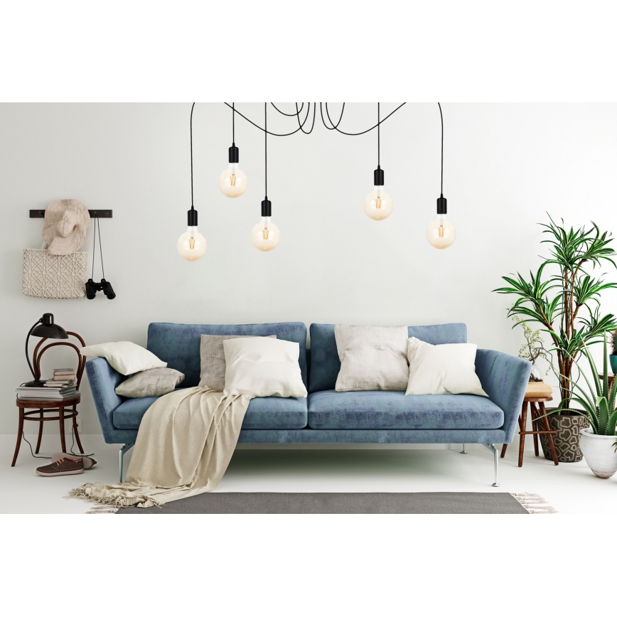 Lustr na lanku MIROS 5xE27/60W/230V pavouk černá