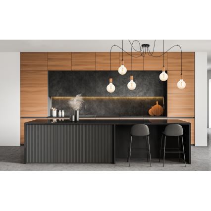 Lustr na lanku MIROS 5xE27/60W/230V pavouk černá/měděná