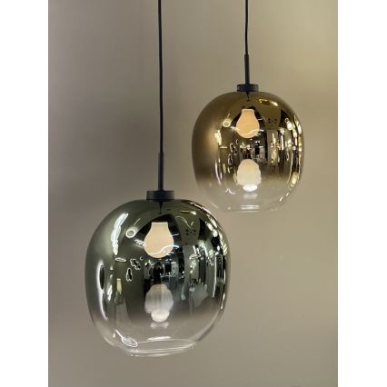 Lustr na lanku MIRROR 1xE27/14W/230V kouřová zlatá
