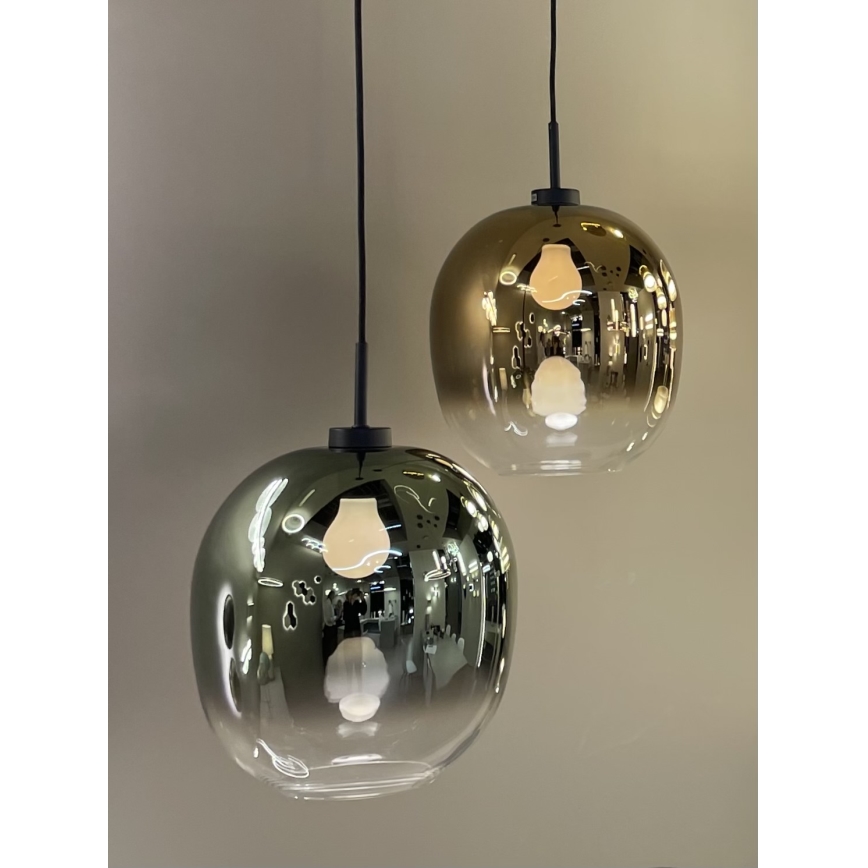 Lustr na lanku MIRROR 1xE27/14W/230V kouřová zlatá