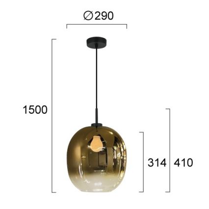 Lustr na lanku MIRROR 1xE27/14W/230V kouřová zlatá