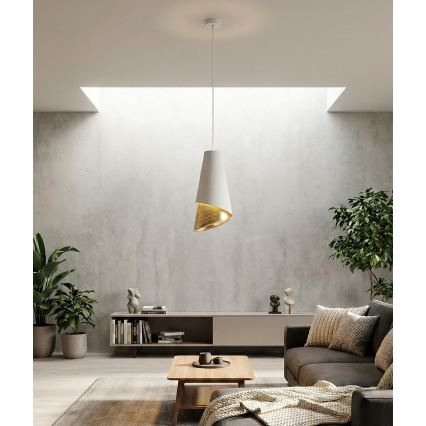 Lustr na lanku MODA 1xE27/15W/230V bílá/zlatá