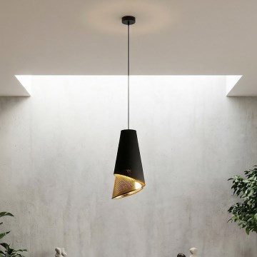 Lustr na lanku MODA 1xE27/15W/230V černá/zlatá