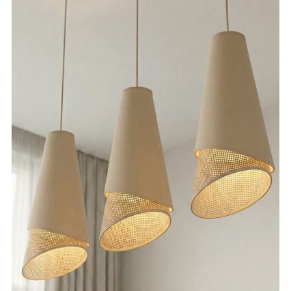 Lustr na lanku MODA 3xE27/15W/230V béžová/ratan