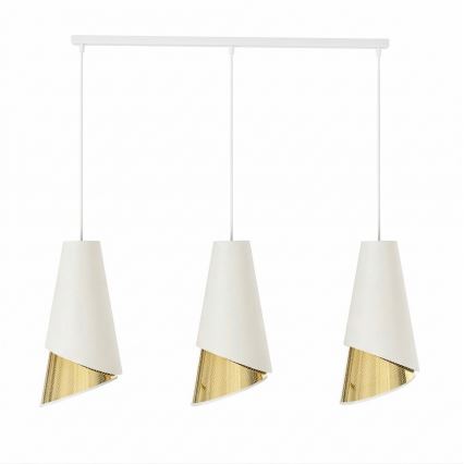 Lustr na lanku MODA 3xE27/15W/230V bílá/zlatá