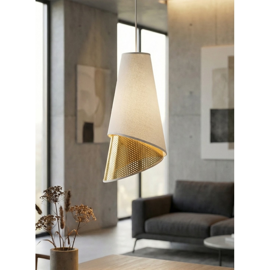 Lustr na lanku MODA 3xE27/15W/230V bílá/zlatá