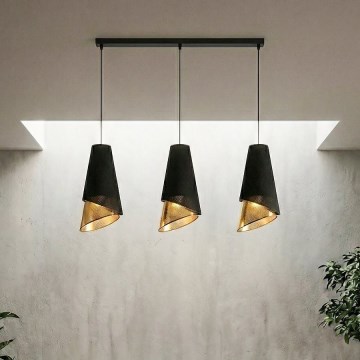 Lustr na lanku MODA 3xE27/15W/230V černá/zlatá