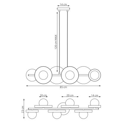 Lustr na lanku MODEL 6xG9/8W/230V bílá