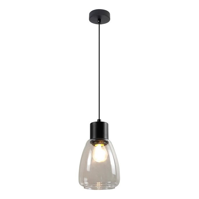 Lustr na lanku MOLDO 1xE27/40W/230V černá/čirá