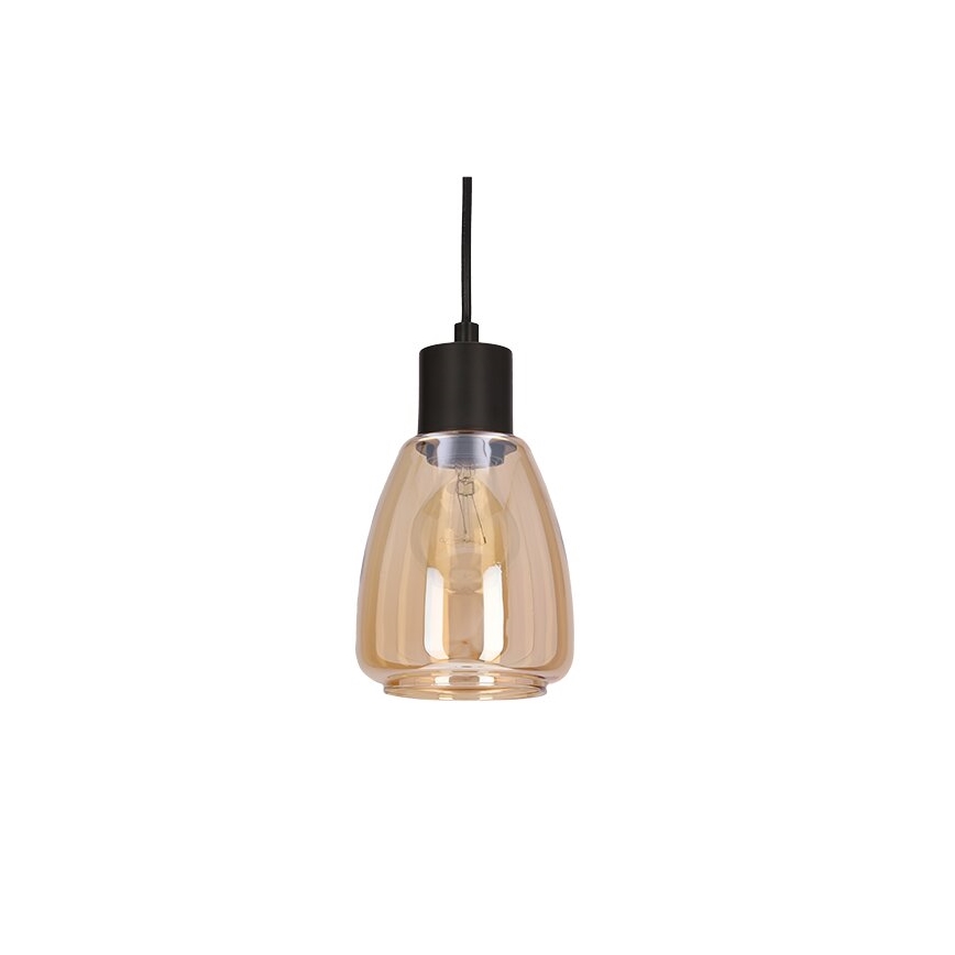 Lustr na lanku MOLDO 1xE27/40W/230V černá/kouřová béžová