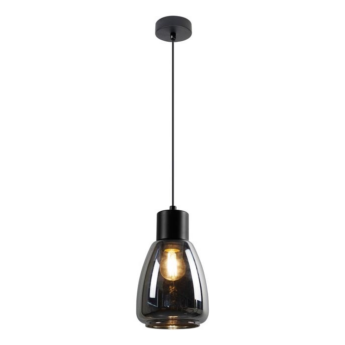 Lustr na lanku MOLDO 1xE27/40W/230V černá/kouřová černá