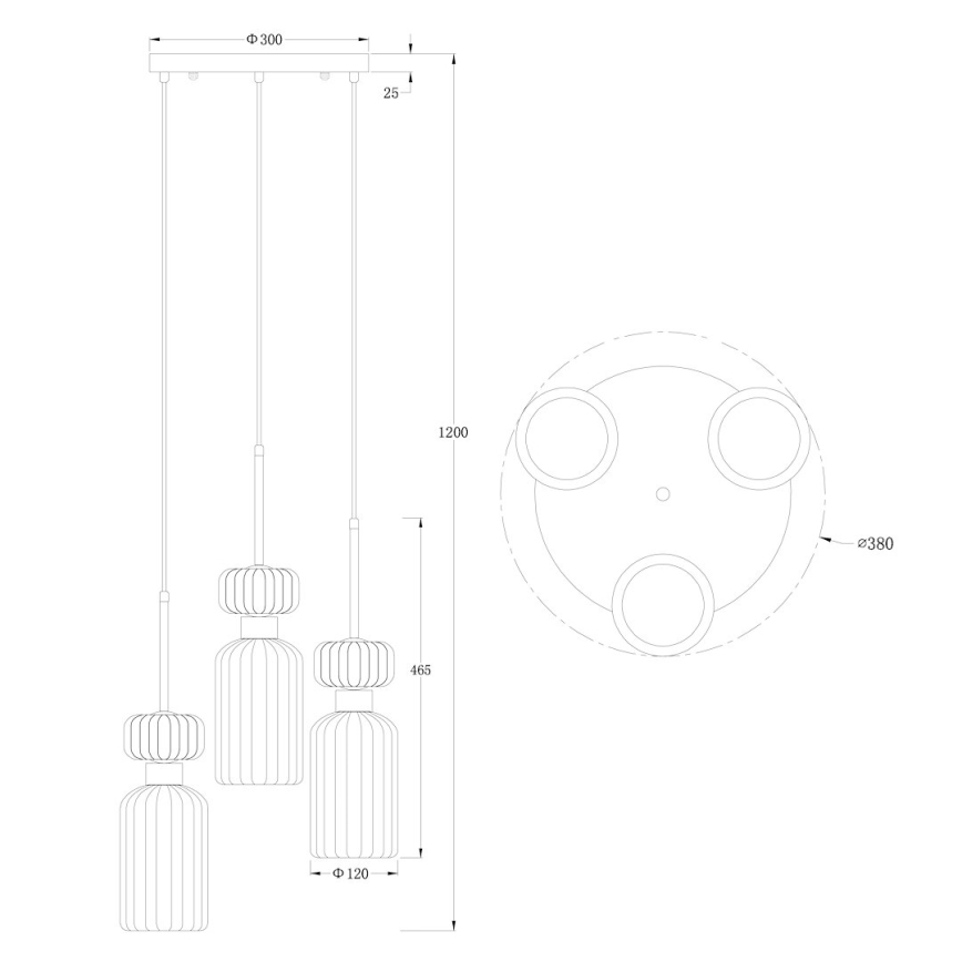 Lustr na lanku MOLLY 3xE14/40W/230V pr. 38 cm pestrobarevná