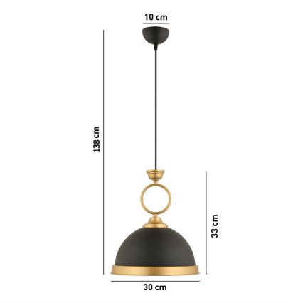 Lustr na lanku MONZA 1xE27/40W/230V pr. 30 cm černá/bronzová