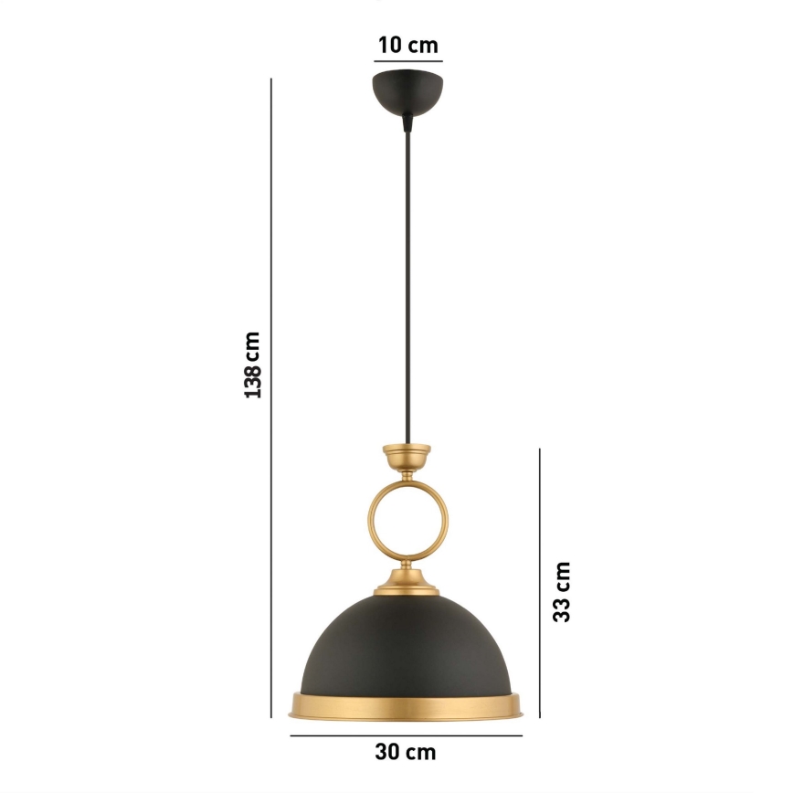 Lustr na lanku MONZA 1xE27/40W/230V pr. 30 cm černá/bronzová