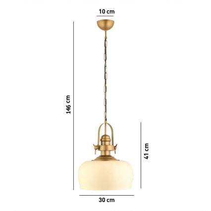 Lustr na lanku MONZA 1xE27/40W/230V pr. 30 cm krémová/bronzová