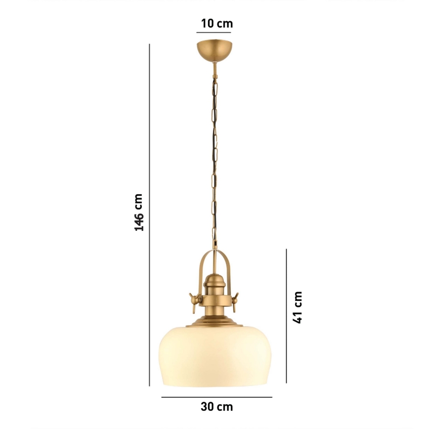Lustr na lanku MONZA 1xE27/40W/230V pr. 30 cm krémová/bronzová