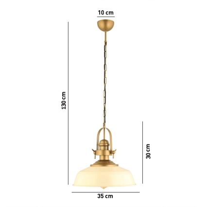 Lustr na lanku MONZA 1xE27/40W/230V pr. 35 cm krémová/bronzová