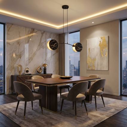 Lustr na lanku MOTIF 2xE27/15W/230V černá/zlatá