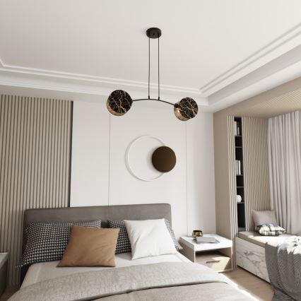 Lustr na lanku MOTIF 2xE27/15W/230V černá/zlatá