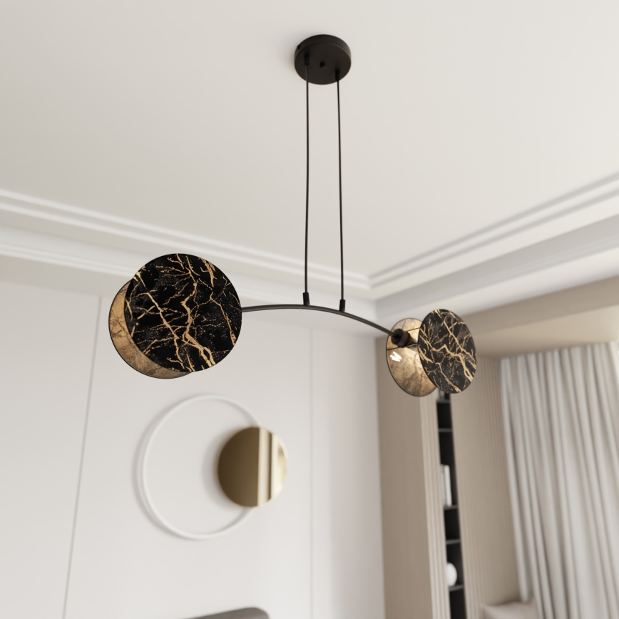 Lustr na lanku MOTIF 2xE27/15W/230V černá/zlatá