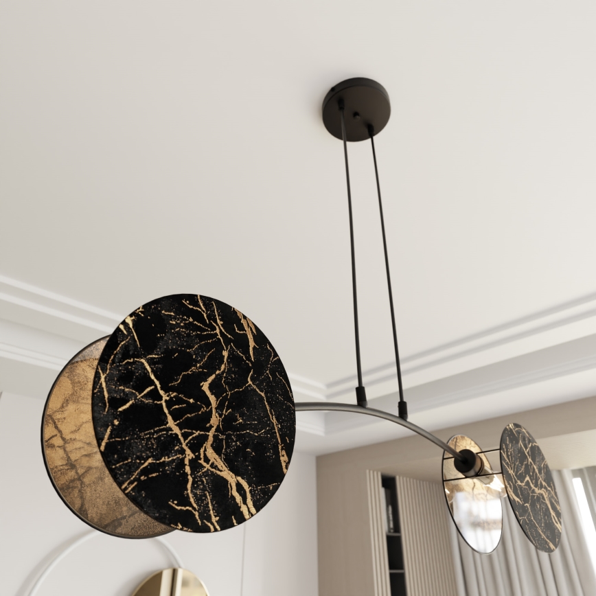 Lustr na lanku MOTIF 2xE27/15W/230V černá/zlatá