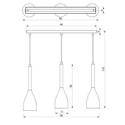 Lustr na lanku MUZA 3xE27/60W/230V