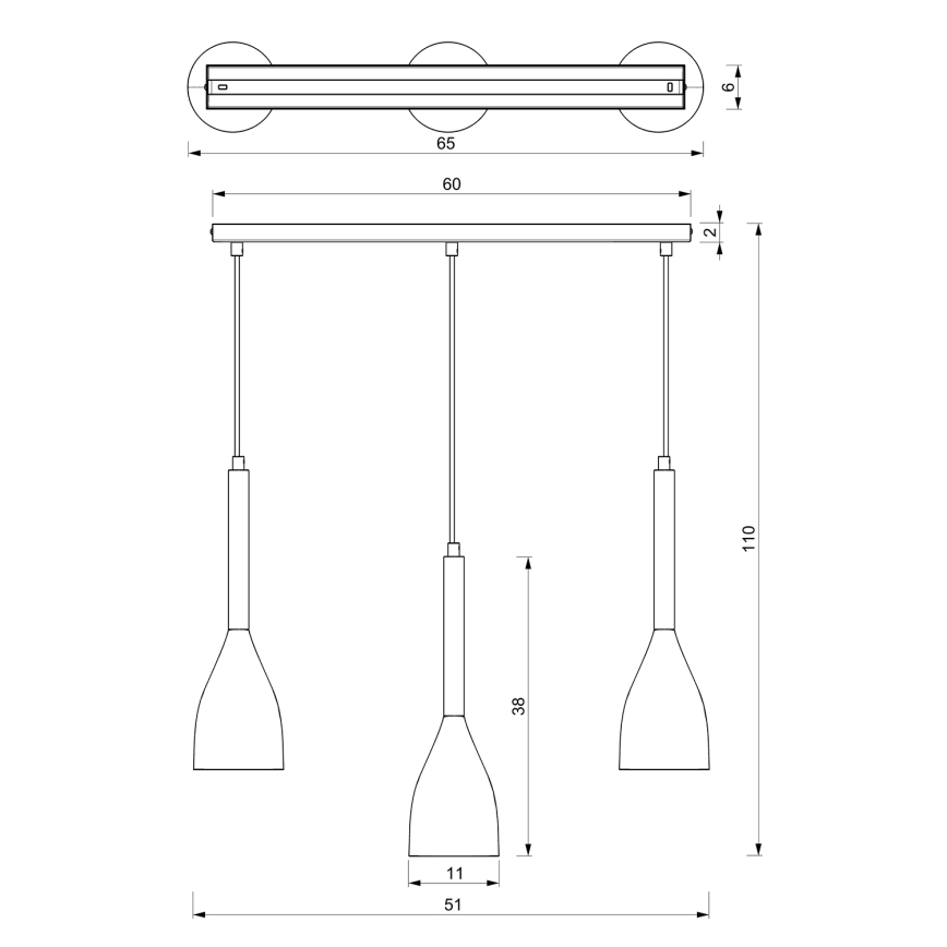 Lustr na lanku MUZA NEW 3xE27/60W/230V buk/bílá