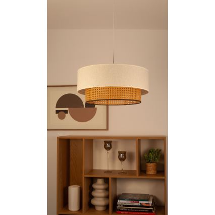 Lustr na lanku NATIA 1xE27/60W/230V pr. 45 cm bílá/hnědá