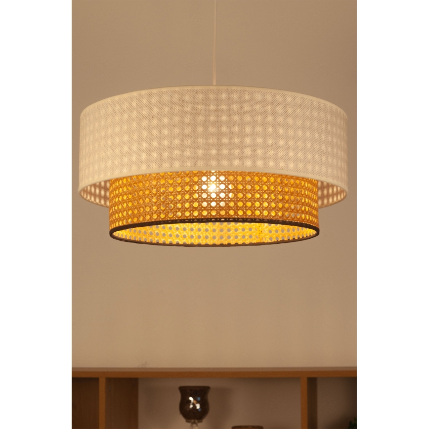 Lustr na lanku NATIA 1xE27/60W/230V pr. 45 cm bílá/hnědá