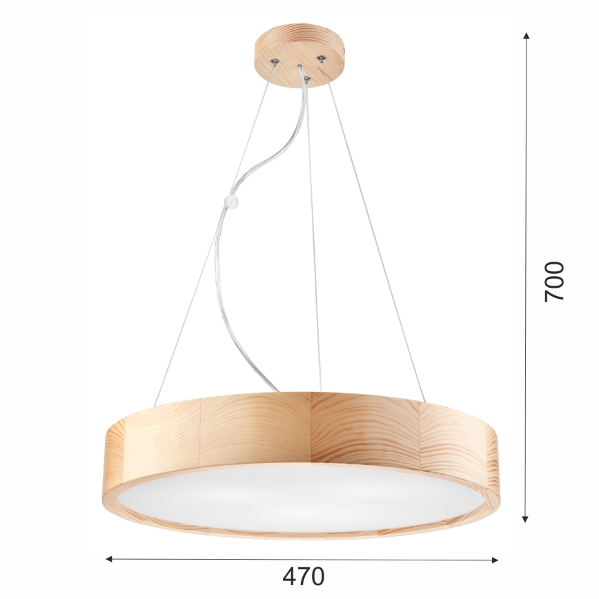 Lustr na lanku NATURAL 3xE27/60W/230V pr. 47 cm borovice