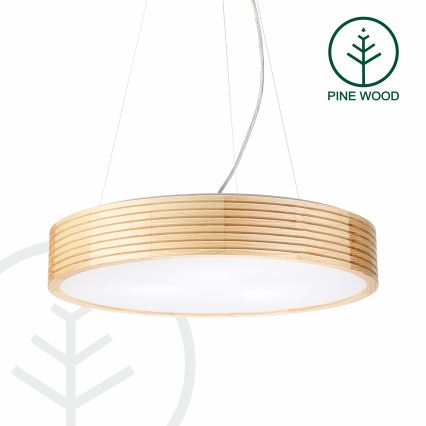 Lustr na lanku NATURAL MODERN 3xE27/15W/230V pr. 47,5 cm borovice