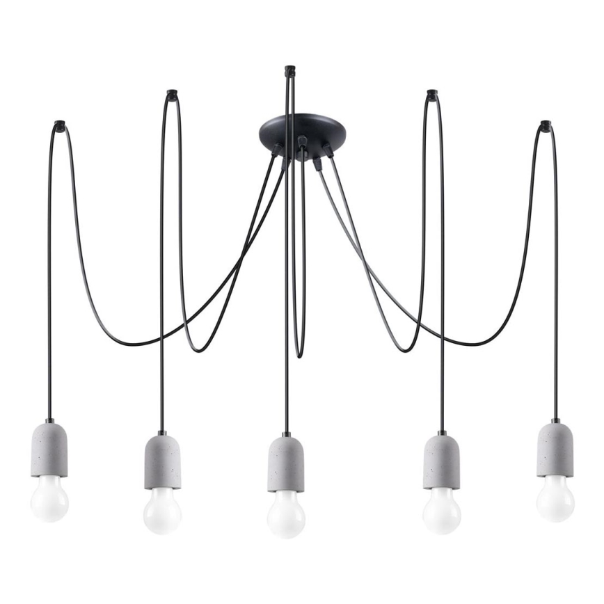 Lustr na lanku NESO 5xE27/15W/230V pavouk beton