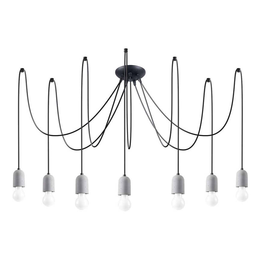 Lustr na lanku NESO 7xE27/15W/230V pavouk beton