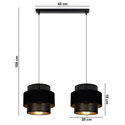 Lustr na lanku NESS 2xE27/60W/230V černá