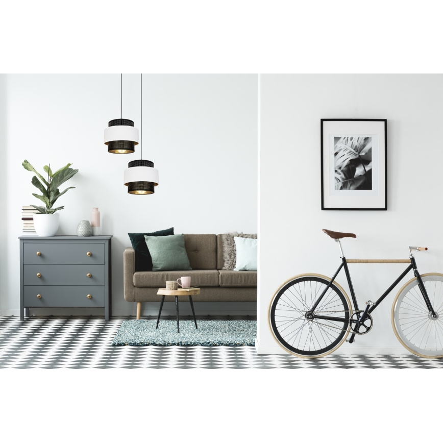 Lustr na lanku NESS 2xE27/60W/230V pr. 30 cm černá/bílá