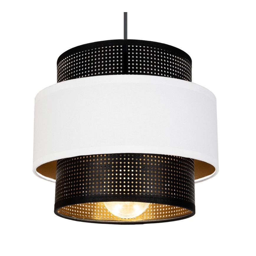 Lustr na lanku NESS 2xE27/60W/230V pr. 30 cm černá/bílá