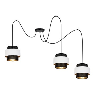 Lustr na lanku NESS 3xE27/60W/230V pavouk černá/bílá