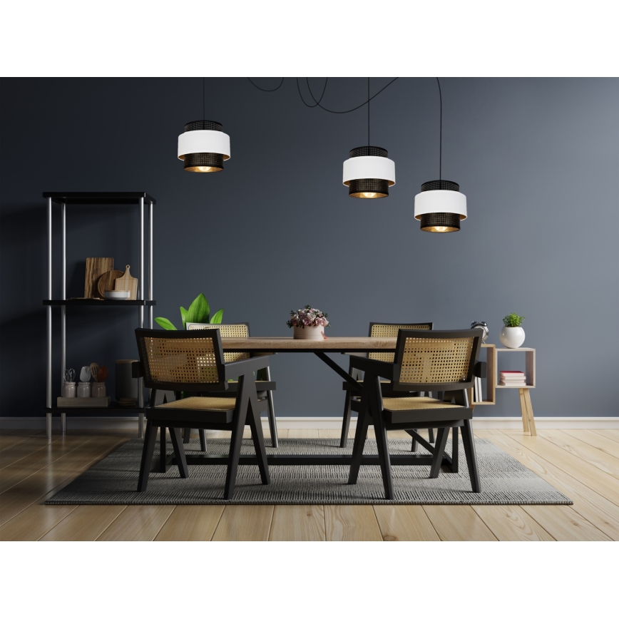 Lustr na lanku NESS 3xE27/60W/230V pavouk černá/bílá