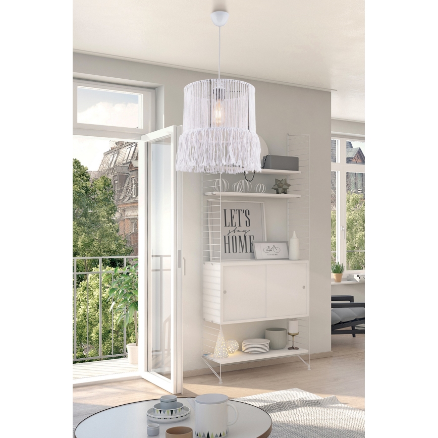 Lustr na lanku NESS MACRAME 1xE27/40W/230V bílá