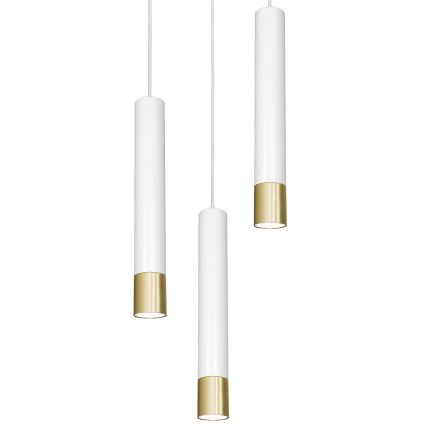 Lustr na lanku NEST 3xGU10/8W/230V bílá/zlatá kulatý