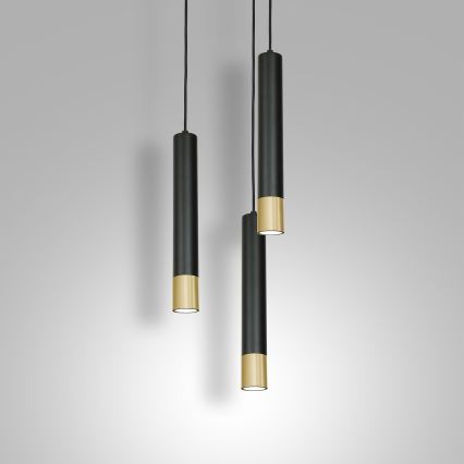Lustr na lanku NEST 3xGU10/8W/230V černá/zlatá kulatý