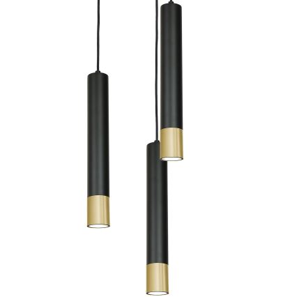 Lustr na lanku NEST 3xGU10/8W/230V černá/zlatá kulatý