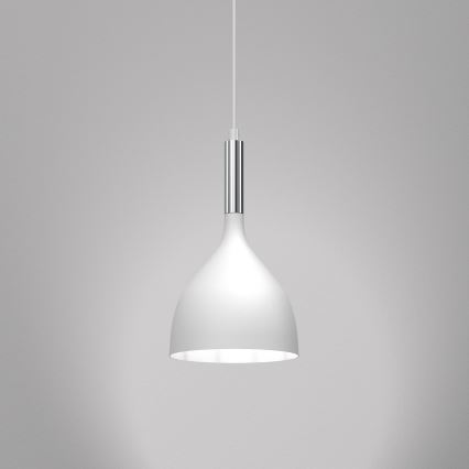 Lustr na lanku NOAK 1xE27/15W/230V bílá/lesklý chrom